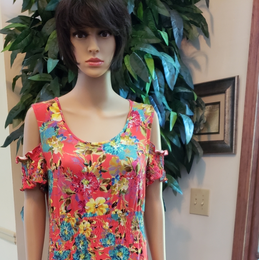 Floral Cold Shoulder Dress